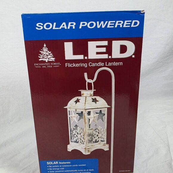Enchanted Forest Solar LED Flicker Candle Lantern White - Picture 8 of 8